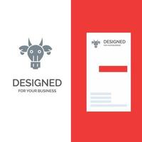 parure animaux taureau indien crâne gris création de logo et modèle de carte de visite vecteur