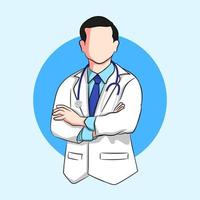 médecin de sexe masculin portant un stéthoscope en croisant les bras vecteur