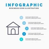 bâtiment tuyau maison boutique ligne icône avec 5 étapes présentation infographie fond vecteur