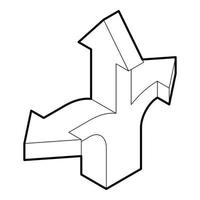 icône de flèche de direction à trois voies. style de contour vecteur