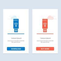 signal de service wifi usb bleu et rouge téléchargez et achetez maintenant le modèle de carte de widget web vecteur