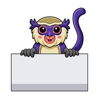 dessin animé mignon singe mona avec signe vierge vecteur