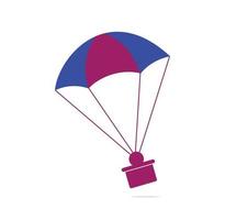 création de logo vectoriel de livraison de cadeaux. emblème de concept de livraison de cadeau de parachute.