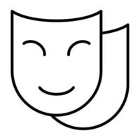 icône de ligne de masque de théâtre vecteur