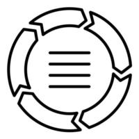icône de ligne de processus de flèche de cercle vecteur