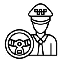 icône de ligne de chauffeur de taxi vecteur
