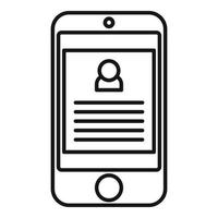 icône d'informations personnelles de smartphone, style de contour vecteur