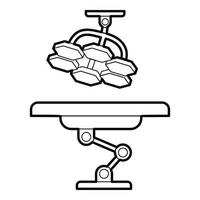 table d'opération et icône de lampe, style de contour vecteur