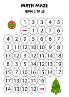 placez la décoration de Noël sur le sapin de Noël en comptant jusqu'à 16. vecteur