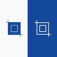 outil de recadrage ligne de transformation et glyphe icône solide bannière bleue ligne et glyphe icône solide bannière bleue vecteur