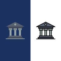 banque institution argent irlande icônes plat et ligne remplie icône ensemble vecteur fond bleu