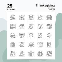 25 thanksgiving icon set 100 eps modifiables 10 fichiers business logo concept idées ligne icône design vecteur