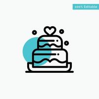 gâteau amour coeur mariage turquoise point culminant cercle icône vecteur