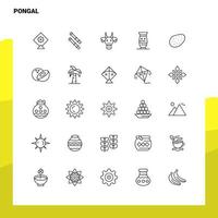 ensemble d'icônes de ligne pongal ensemble de 25 icônes conception de style minimalisme vectoriel icônes noires définies pack de pictogrammes linéaires