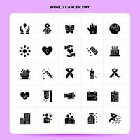 ensemble d'icônes de la journée mondiale du cancer solide 25 ensemble d'icônes noires de conception de style de glyphe vectoriel ensemble d'idées d'affaires web et mobiles illustration vectorielle de conception