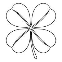icône de feuille de trèfle à quatre feuilles, style de contour vecteur