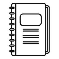 icône de cahier quotidien de programme, style de contour vecteur