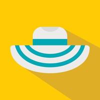 icône de chapeau de plage femmes, style plat vecteur