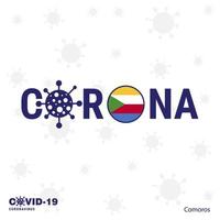 comores coronavirus typographie covid19 pays bannière rester à la maison rester en bonne santé prendre soin de sa propre santé vecteur