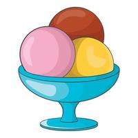 icône de boules de crème glacée, style cartoon vecteur