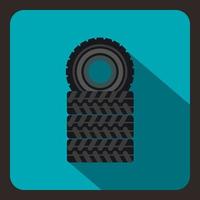 tas d'icône de pneus noirs, style plat vecteur