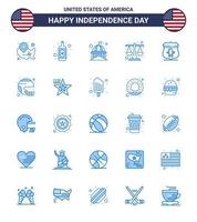 joyeux jour de l'indépendance usa pack de 25 blues créatifs de sheild law building justice blanc modifiable usa day vector design elements