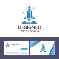 carte de visite créative et modèle de logo lanceur fusée vaisseau spatial transport usa illustration vectorielle vecteur