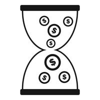 icône de sablier d'argent, style simple vecteur