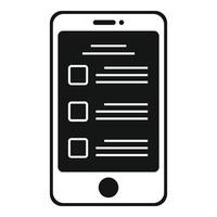 icône de smartphone de liste de tâches, style simple vecteur