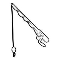 icône de canne à pêche, style de contour vecteur