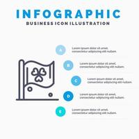 drapeau signe irlande ligne icône avec 5 étapes présentation infographie arrière-plan vecteur