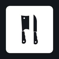 couteau de cuisine et icône de couteau à viande vecteur
