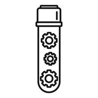 icône de tube à essai de nanotechnologie, style de contour vecteur