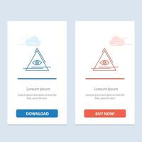 oeil illuminati pyramide triangle bleu et rouge télécharger et acheter maintenant modèle de carte de widget web vecteur