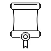 icône de diplôme de rouleau d'attestation, style de contour vecteur
