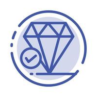 bijou diamant gros pense que l'icône de la ligne en pointillé bleu craie vecteur