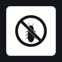 icône de coléoptères de signe d'interdiction, style simple vecteur