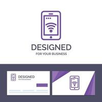 carte de visite créative et modèle de logo service de signe mobile illustration vectorielle wifi vecteur