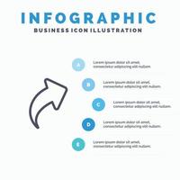 flèche vers le haut de l'icône de la ligne droite avec 5 étapes présentation infographie fond vecteur