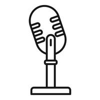 icône de podcast de microphone de studio, style de contour vecteur