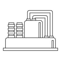 équipement pour l'icône de l'huile de production, style de contour vecteur