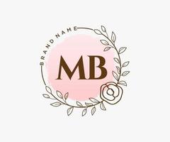 logo féminin initial mb. utilisable pour les logos nature, salon, spa, cosmétique et beauté. élément de modèle de conception de logo vectoriel plat.