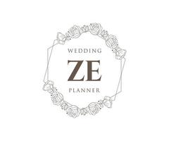 ze initiales lettre collection de logos de monogramme de mariage, modèles minimalistes et floraux modernes dessinés à la main pour cartes d'invitation, réservez la date, identité élégante pour restaurant, boutique, café en image vectorielle vecteur