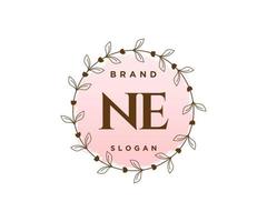 initial ne logo féminin. utilisable pour les logos nature, salon, spa, cosmétique et beauté. élément de modèle de conception de logo vectoriel plat.