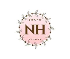 logo féminin nh initial. utilisable pour les logos nature, salon, spa, cosmétique et beauté. élément de modèle de conception de logo vectoriel plat.