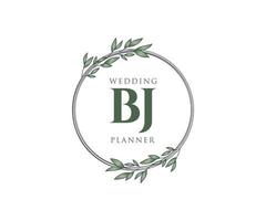 bj initiales lettre mariage monogramme logos collection, modèles minimalistes et floraux modernes dessinés à la main pour cartes d'invitation, réservez la date, identité élégante pour restaurant, boutique, café en image vectorielle vecteur