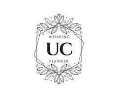 collection de logos de monogramme de mariage lettre initiales uc, modèles minimalistes et floraux modernes dessinés à la main pour cartes d'invitation, réservez la date, identité élégante pour restaurant, boutique, café en image vectorielle vecteur