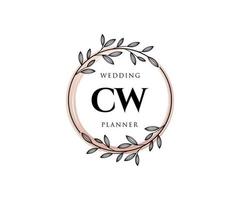 cw initiales lettre mariage monogramme logos collection, modèles minimalistes et floraux modernes dessinés à la main pour cartes d'invitation, réservez la date, identité élégante pour restaurant, boutique, café en image vectorielle vecteur