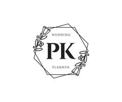 logo féminin pk initial. utilisable pour les logos nature, salon, spa, cosmétique et beauté. élément de modèle de conception de logo vectoriel plat.