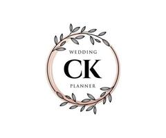 ck initiales lettre mariage monogramme logos collection, modèles minimalistes et floraux modernes dessinés à la main pour cartes d'invitation, réservez la date, identité élégante pour restaurant, boutique, café en image vectorielle vecteur